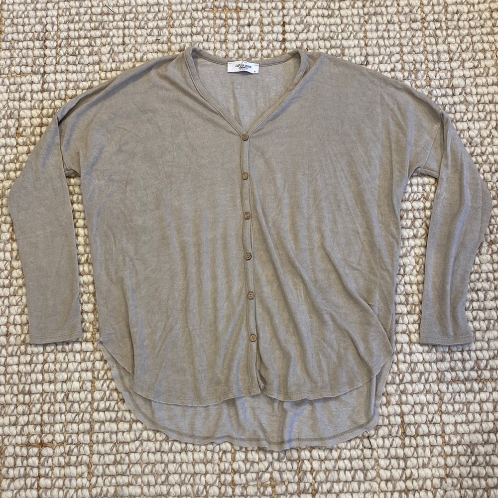 Carly Jean LA oversized tan shirt - Size Small